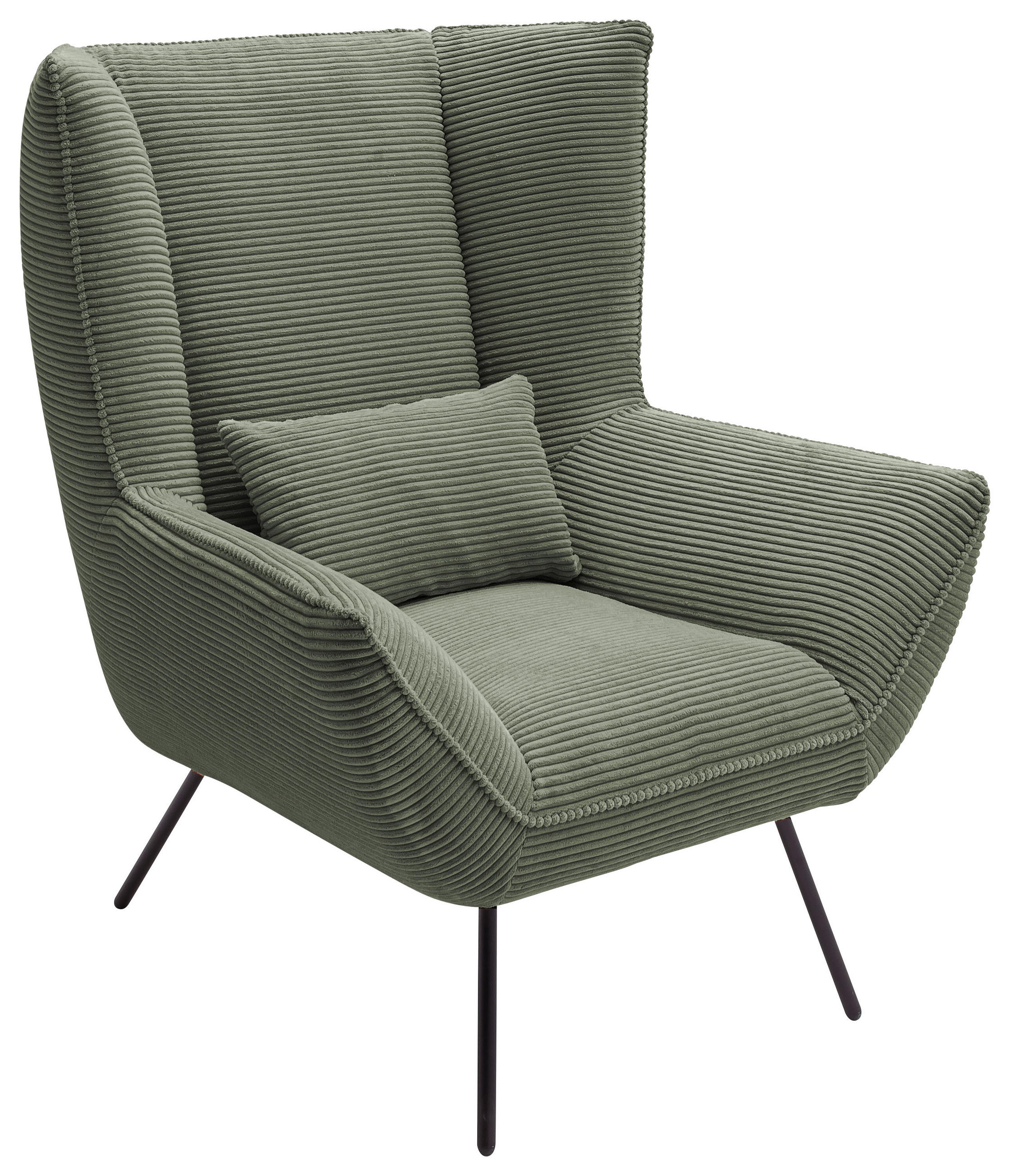 SESSEL Cord Grün    - Schwarz/Grün, Design, Textil/Metall (90/112/94cm) - Pure Home Lifestyle