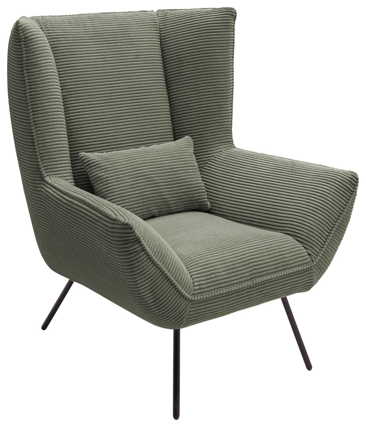 SESSEL in Cord Grün  - Schwarz/Grün, Design, Textil/Metall (90/112/94cm) - Pure Home Lifestyle