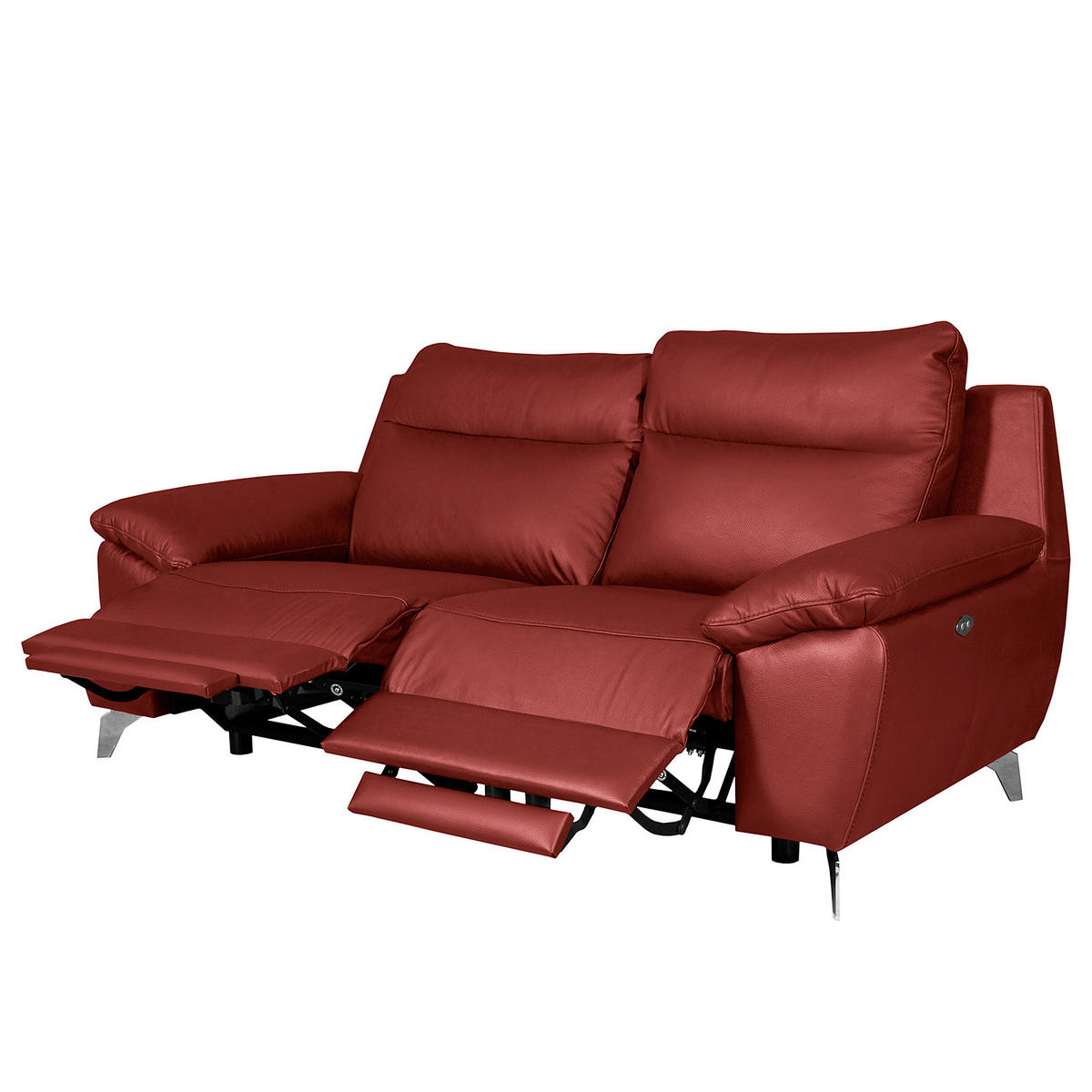 2-SITZER-SOFA 178/95/96 cm PERLE in Echtleder Dunkelrot   - Chromfarben/Dunkelrot, Design, Leder/Metall (178/95/96cm) - Livetastic