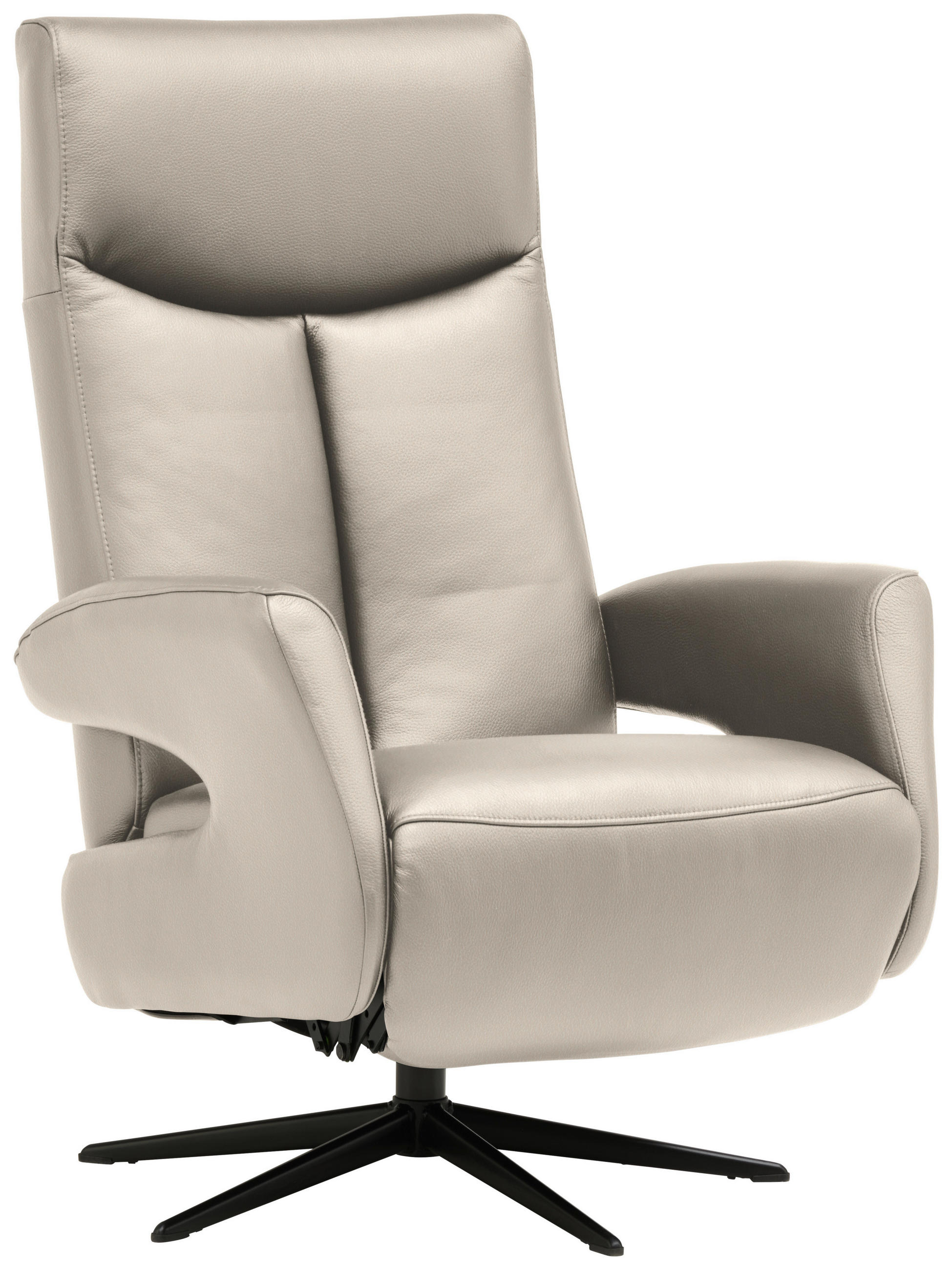 RELAXSESSEL in Leder Creme  - Creme/Schwarz, Design, Leder/Metall (74/105/82cm) - Welnova