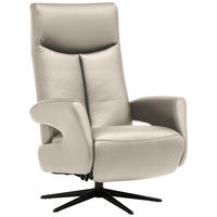 RELAXSESSEL in Leder Creme  - Creme/Schwarz, Design, Leder/Metall (74/105/82cm) - Welnova