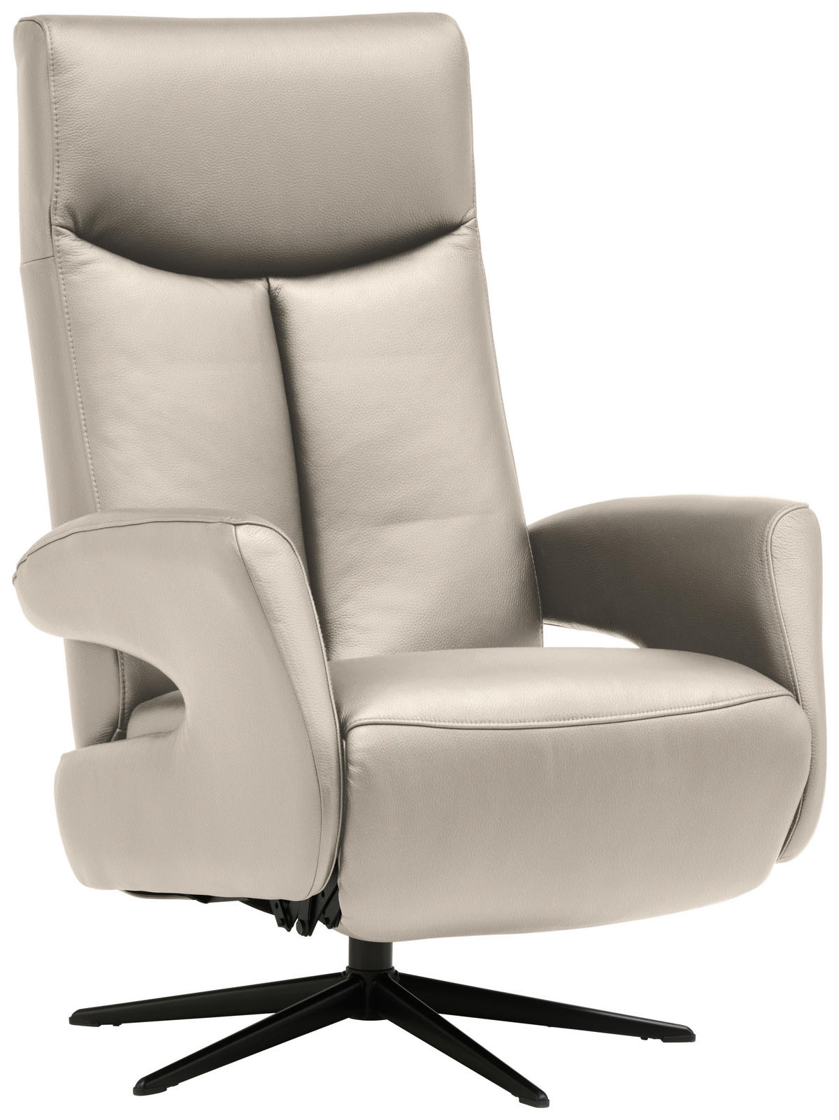 RELAXSESSEL in Leder Creme  - Creme/Schwarz, Design, Leder/Metall (74/105/82cm) - Welnova