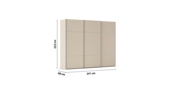 SCHWEBETÜRENSCHRANK 242/223/68 cm 3-türig Champagner - Champagner/Alufarben, KONVENTIONELL, Holzwerkstoff/Metall (242/223/68cm) - Novel
