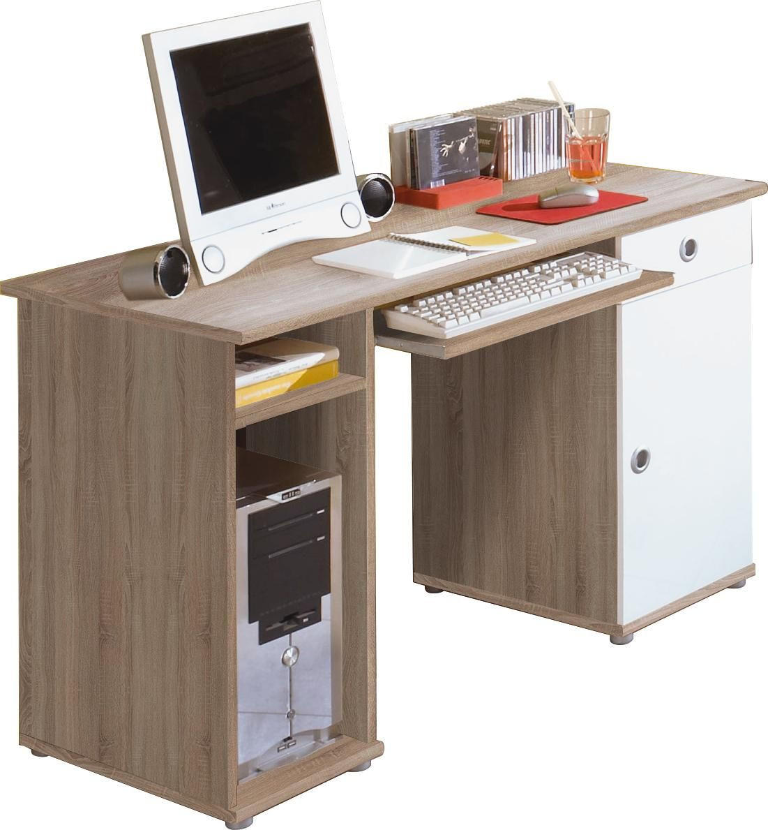 SCHREIBTISCH 120/60/74 cm  in Weiß, Sonoma Eiche  - Silberfarben/Weiß, Design, Holzwerkstoff/Kunststoff (120/60/74cm) - Carryhome