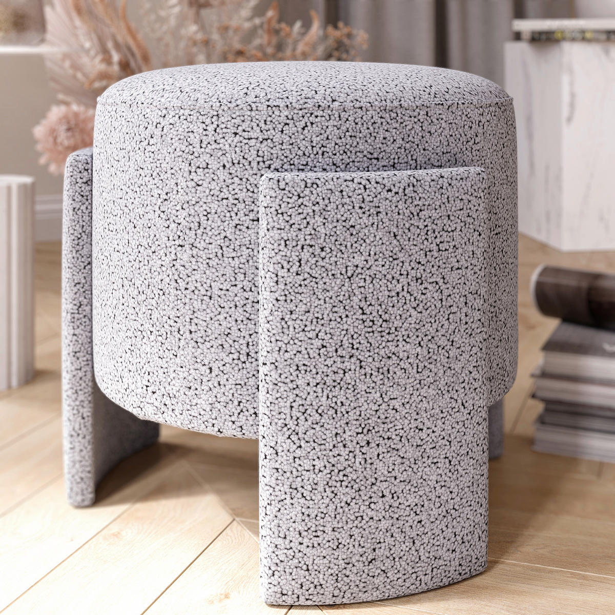 HOCKER in Textil Grau  - Grau, Design, Textil (39/40/39cm) - Livetastic