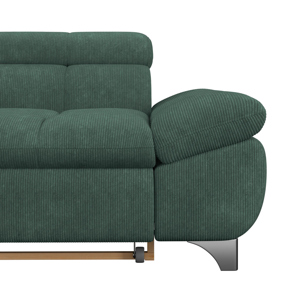 ECKSOFA Waldgrün Chenille  - Waldgrün/Chromfarben, KONVENTIONELL, Textil/Metall (234/312cm) - Livetastic