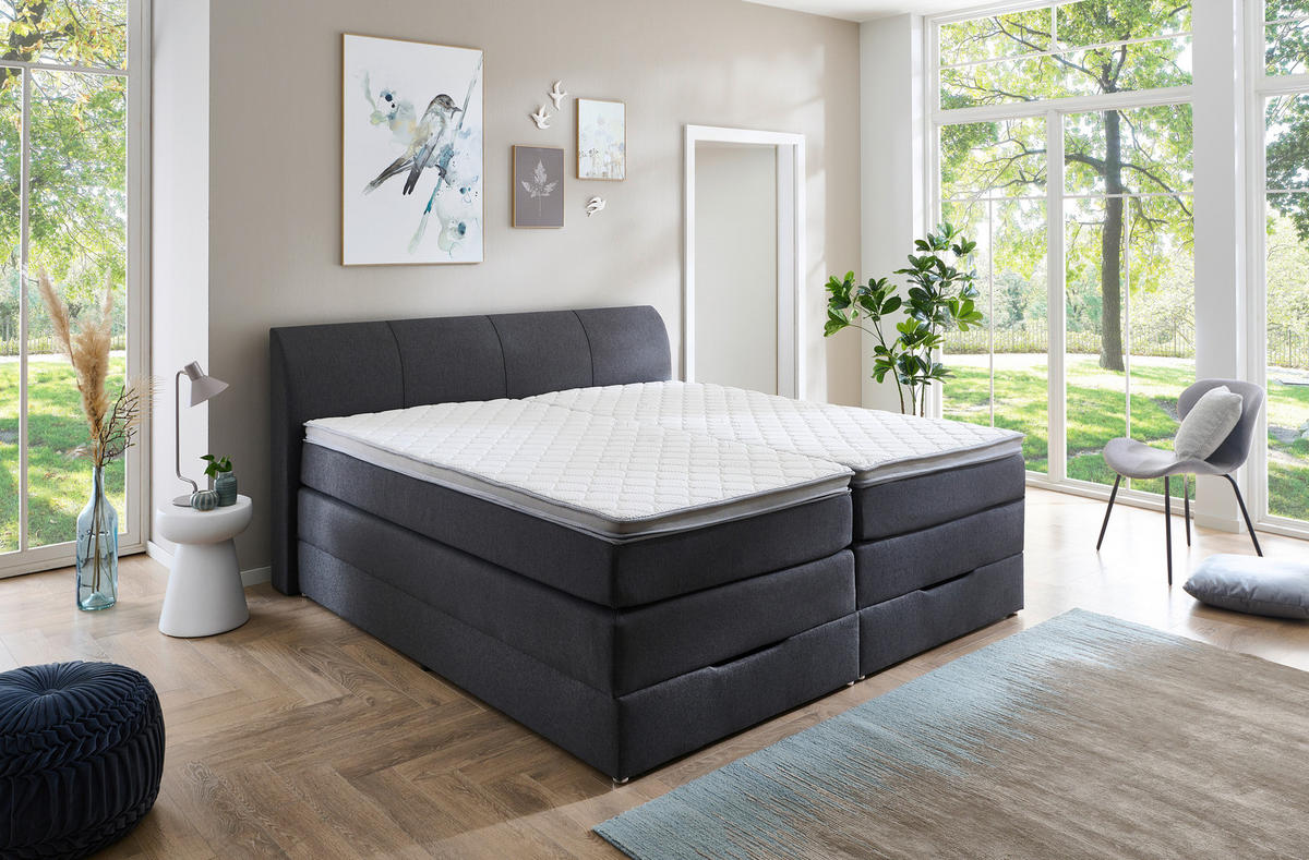 BOXSPRINGBETT 180/200 cm  Anthrazit  - Anthrazit, Konventionell, Textil (180/200cm) - Carryhome