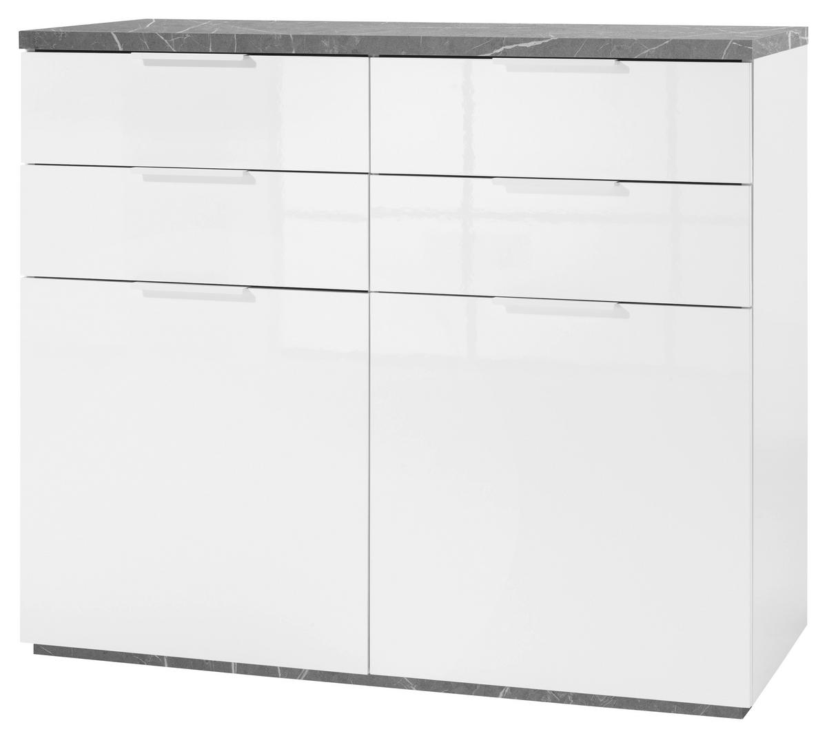 KOMODA, barve hrasta, bela  - barve hrasta/bela, Basics, kovina/leseni material (120/102/50cm) - Carryhome