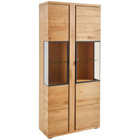 VITRINE  in furniert, massiv Eiche Anthrazit, Eichefarben  - Eichefarben/Anthrazit, KONVENTIONELL, Glas/Holz (88/196/38cm) - Linea Natura