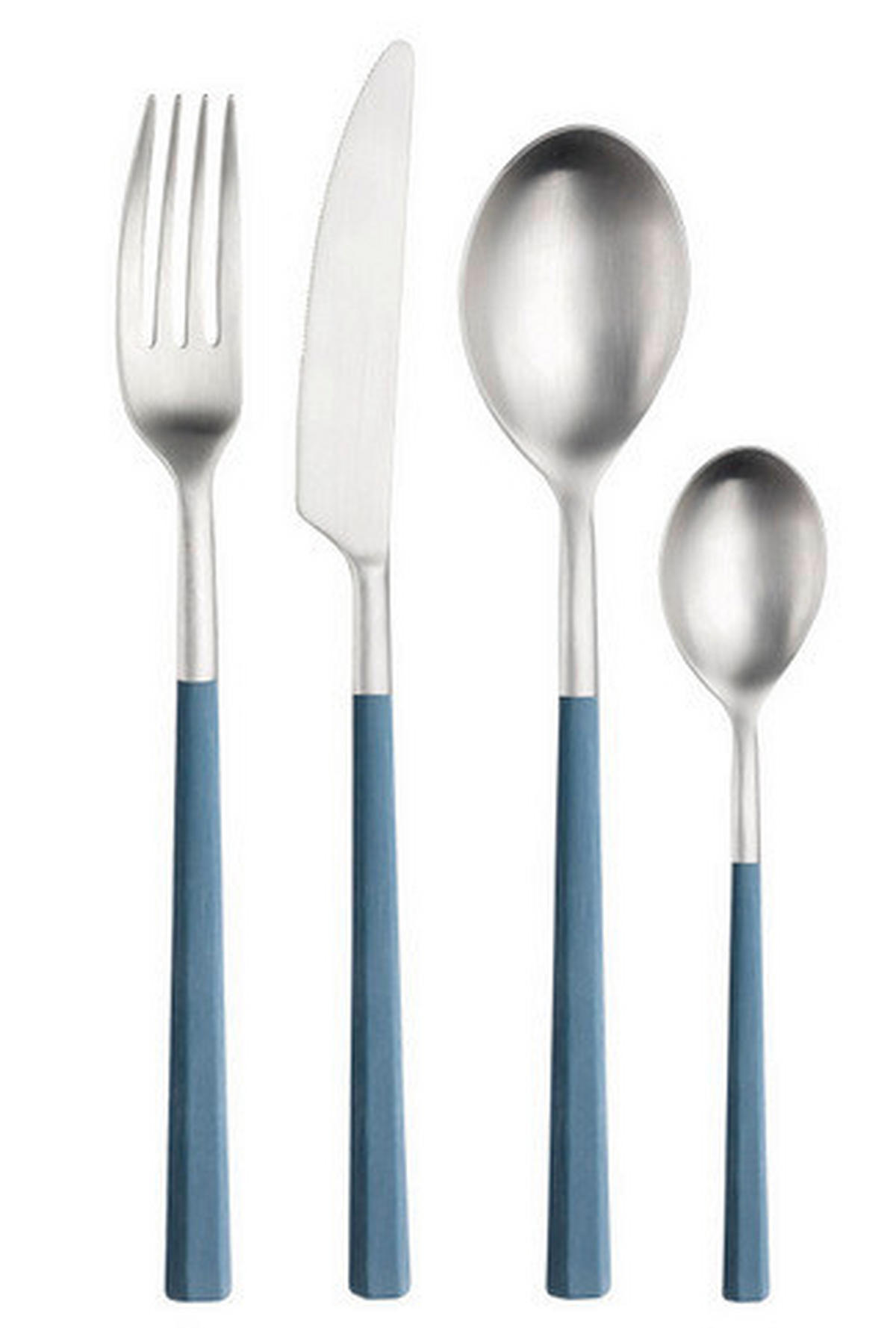 BESTECKSET HIVE 16-teilig Stahl  - Edelstahlfarben/Hellblau, Basics, Kunststoff/Metall (25,5/7/5,3cm) - Pintinox