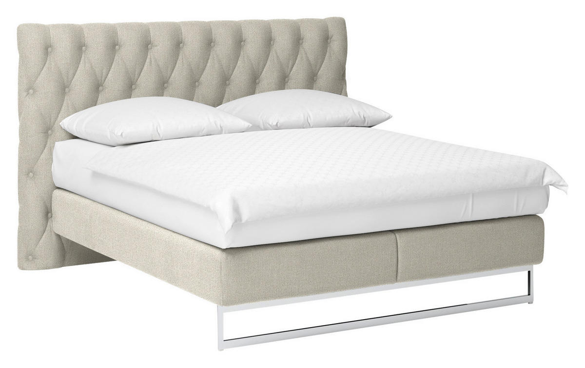 BOXSPRINGBETT 160/200 cm  in Beige  - Chromfarben/Beige, KONVENTIONELL, Textil/Metall (160/200cm) - Joop!