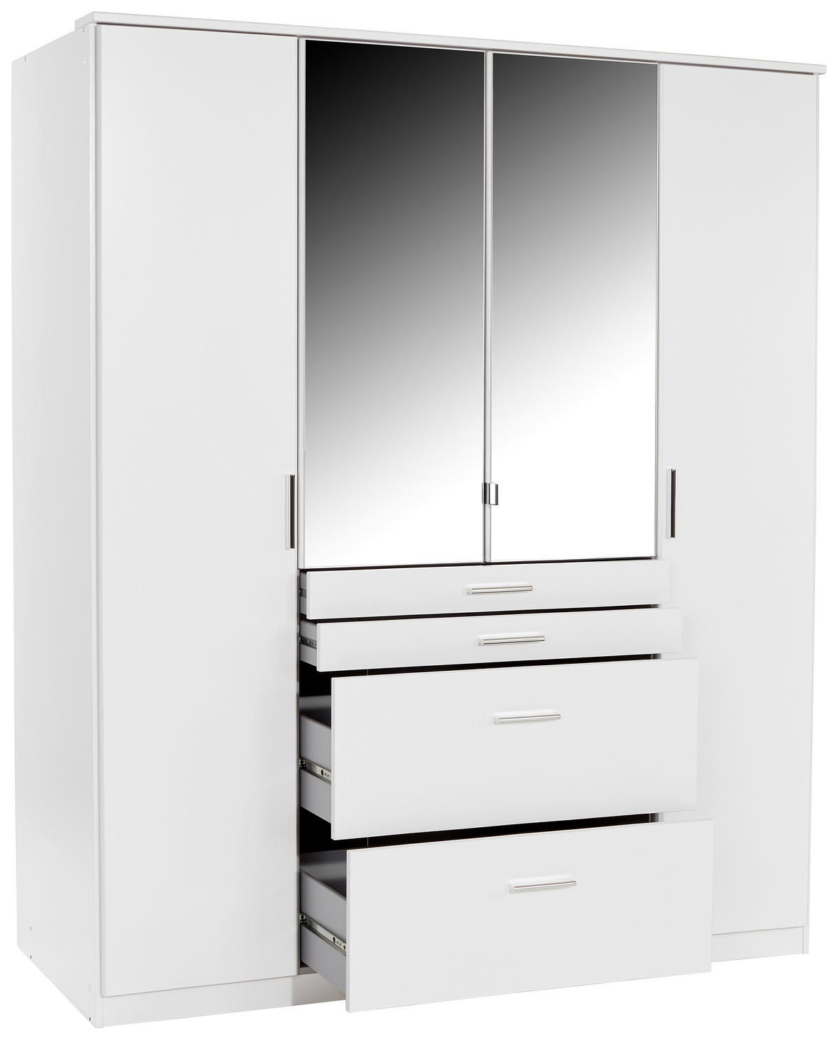 KLEIDERSCHRANK 180/198/58 cm Weiß  - Alufarben/Weiß, KONVENTIONELL, Holzwerkstoff/Kunststoff (180/198/58cm) - MID.YOU