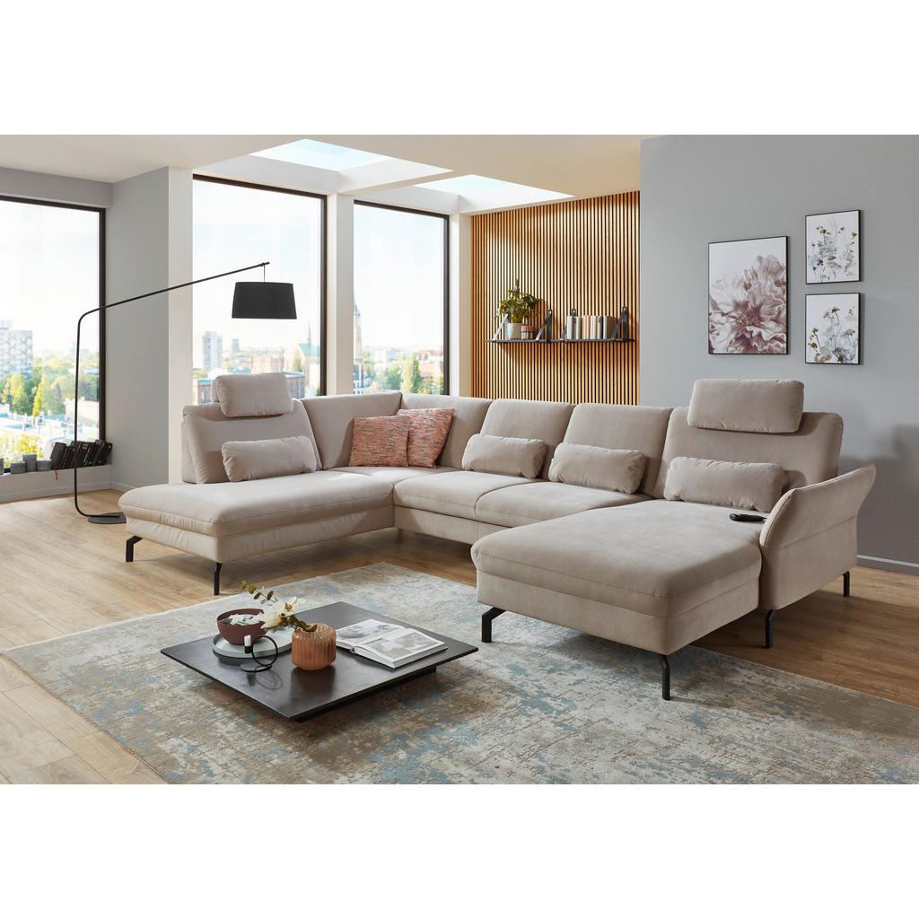 Thumbnail - Beldomo System Wohnlandschaft, Graubraun, Textil, 5-Sitzer, U-Form, 335x220 cm, Goldenes M, erweiterbar, Typenauswahl, F...