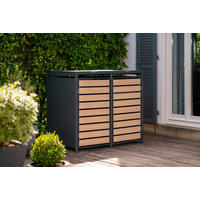 MÜLLTONNENBOX - Anthrazit/Naturfarben, Basics, Metall (80/116/132cm) - Ambia Garden