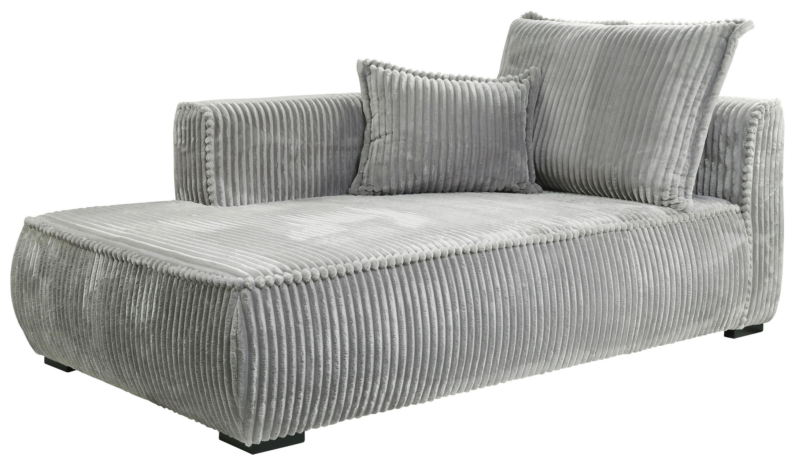 RÉCAMIERE Hellgrau Cord  - Hellgrau/Schwarz, Design, Holz/Textil (207/75/121cm) - MID.YOU