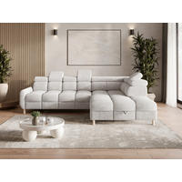 ECKSOFA BUN in Bouclé Hellgrau  - Elfenbein/Hellgrau, Design, Holz/Textil (276/209cm) - MID.YOU