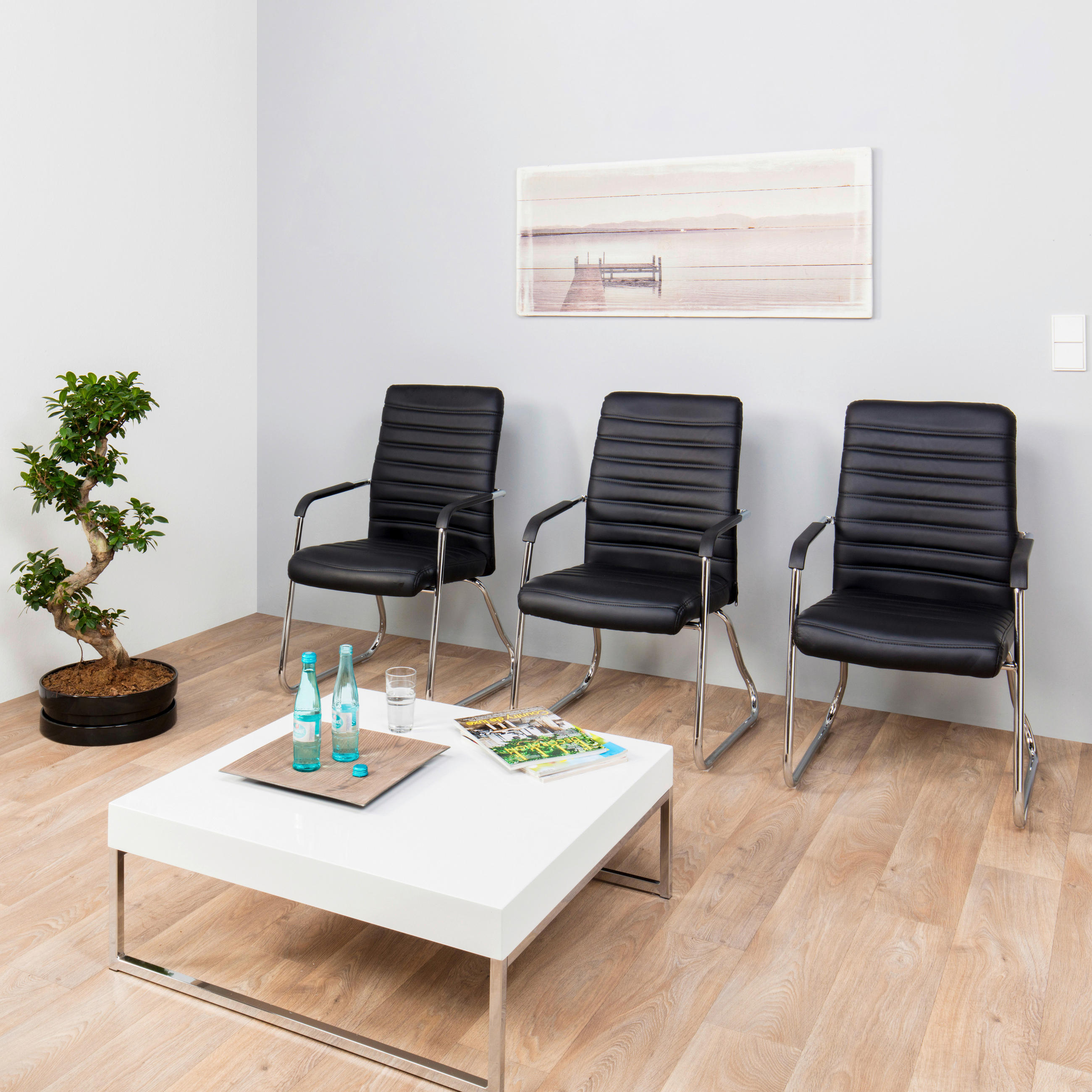 BESUCHERSTUHL Schwarz  - Chromfarben/Schwarz, MODERN, Kunststoff/Textil (55/96/46cm) - MID.YOU