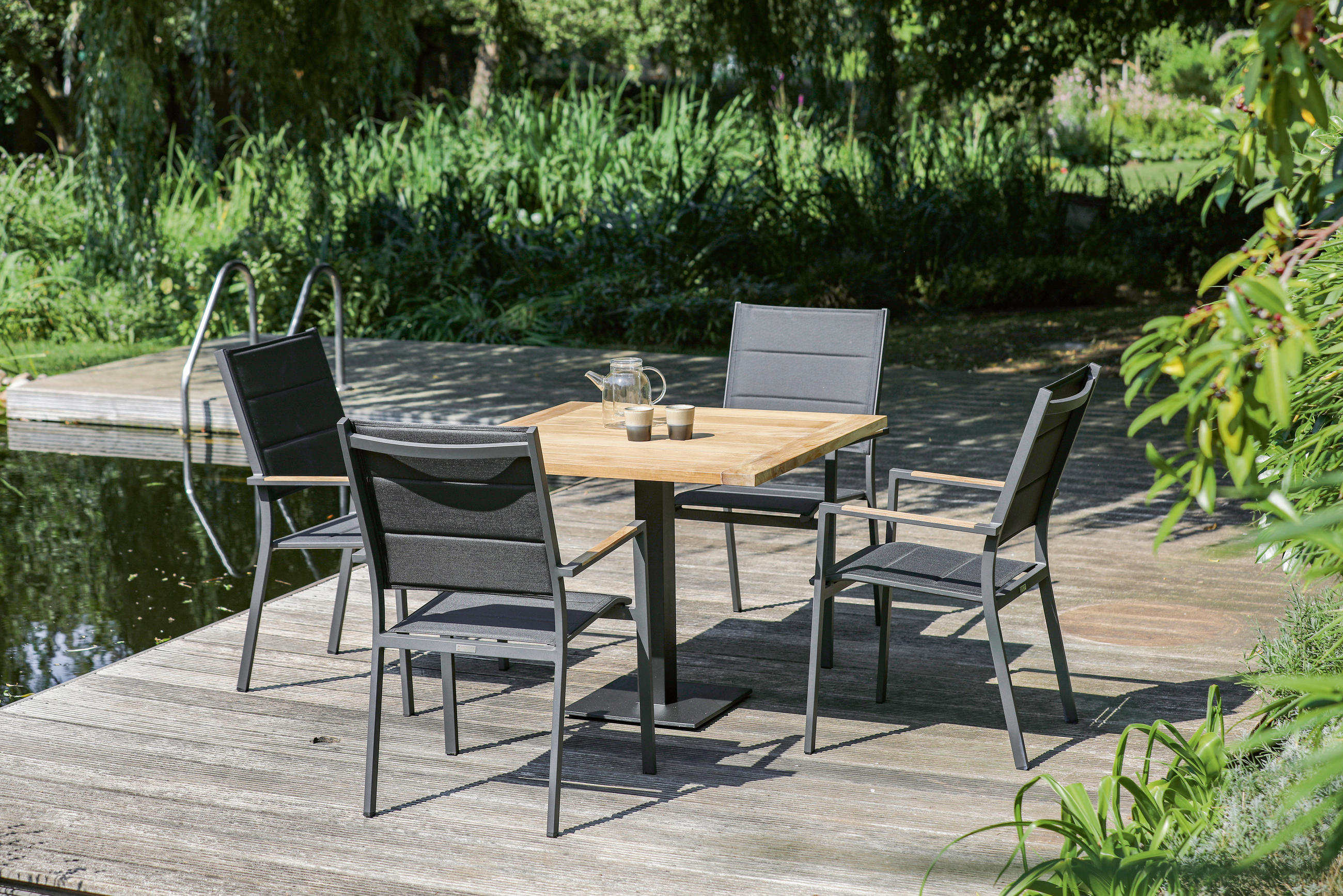 STAPELSESSEL Schwarz  - Anthrazit/Schwarz, Design, Holz/Textil (56/95/64cm)