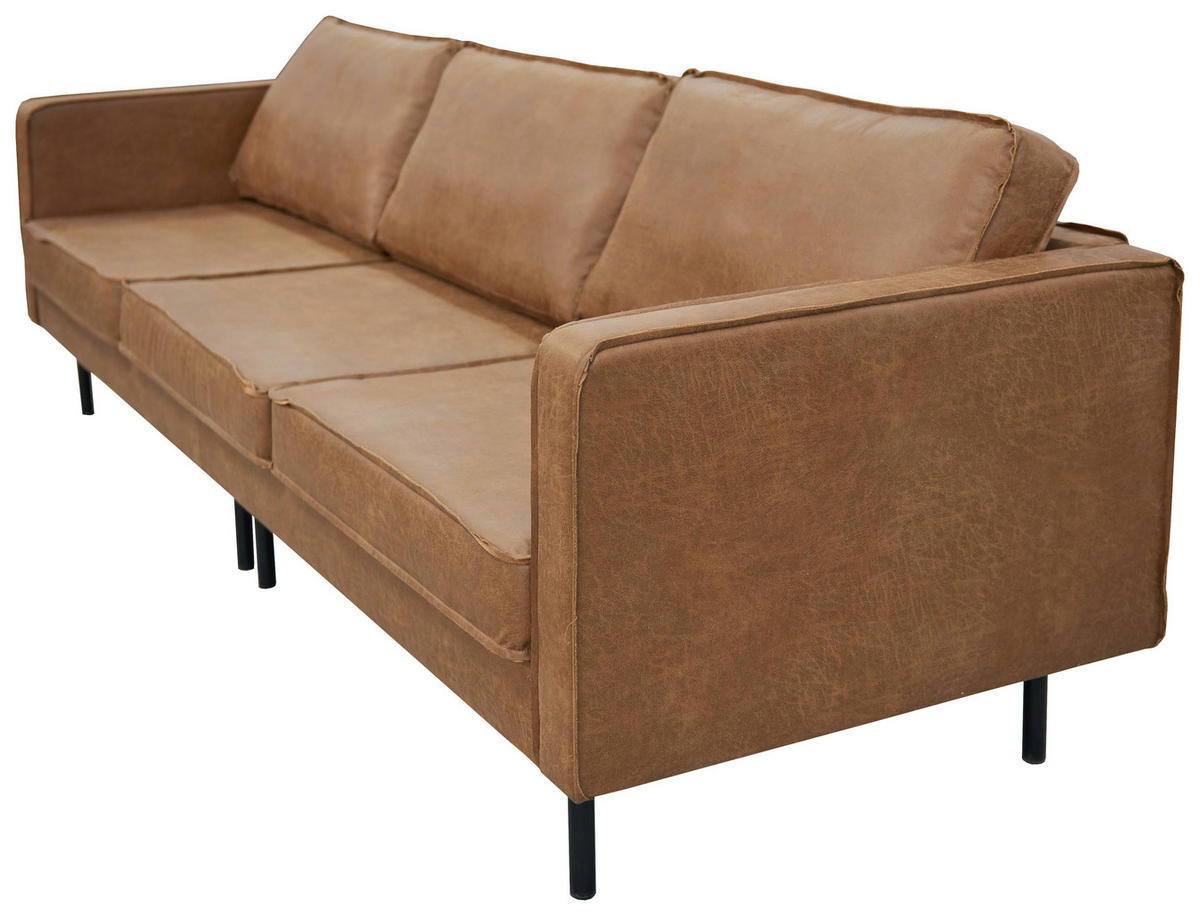 3-SITZER-SOFA Lederlook Braun  - Schwarz/Braun, Design, Leder (275/84/90cm) - MID.YOU