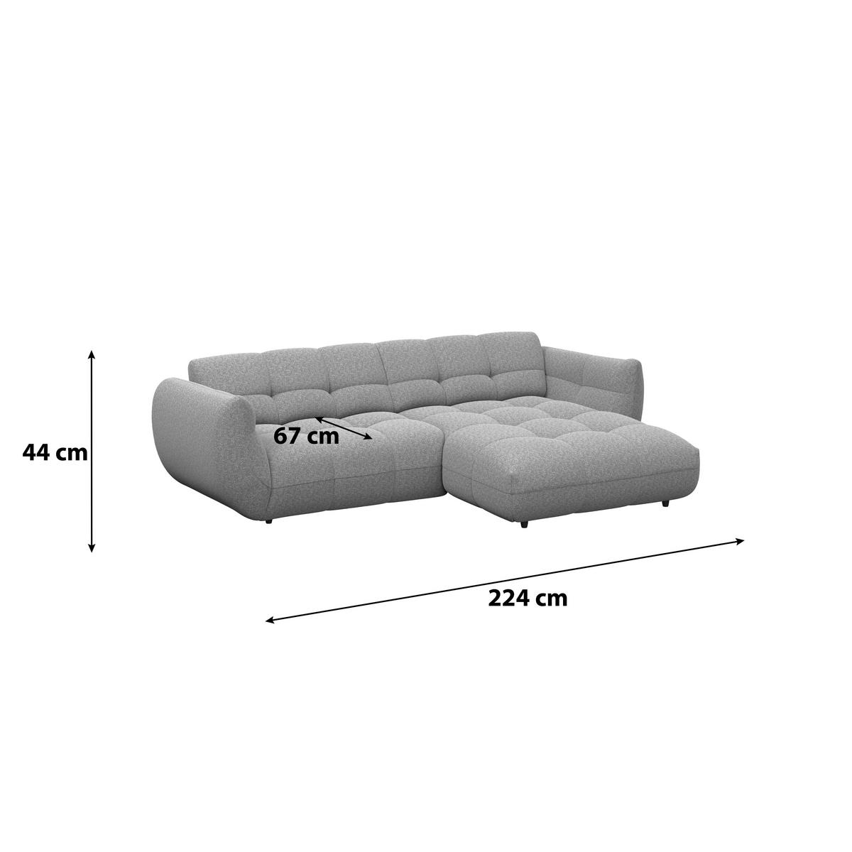 ECKSOFA Beige Chenille  - Beige/Schwarz, Trend, Kunststoff/Textil (280/178cm) - MID.YOU
