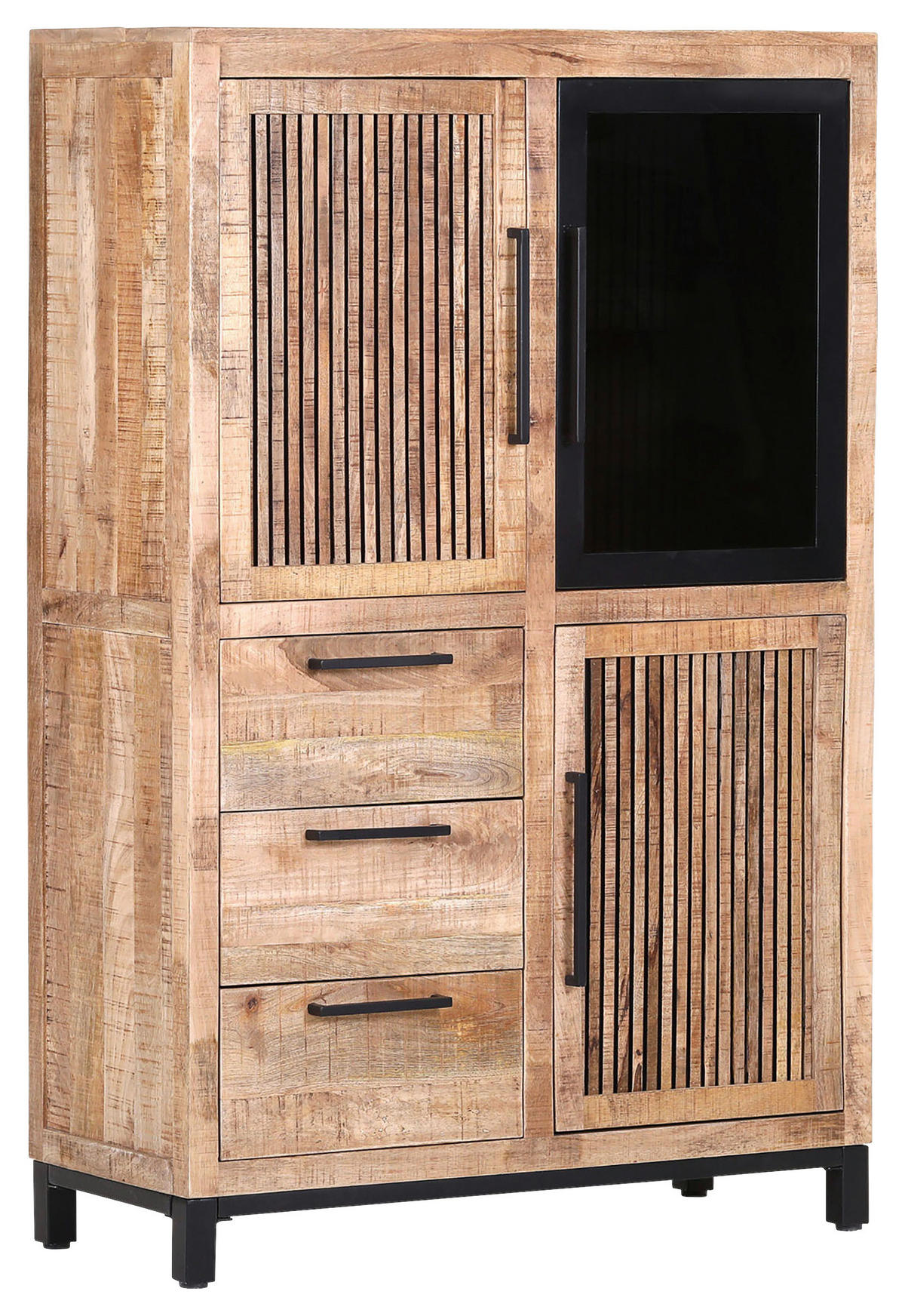 HIGHBOARD  in 95/145/43 cm  - Schwarz/Naturfarben, MODERN, Glas/Holz (95/145/43cm) - Livetastic