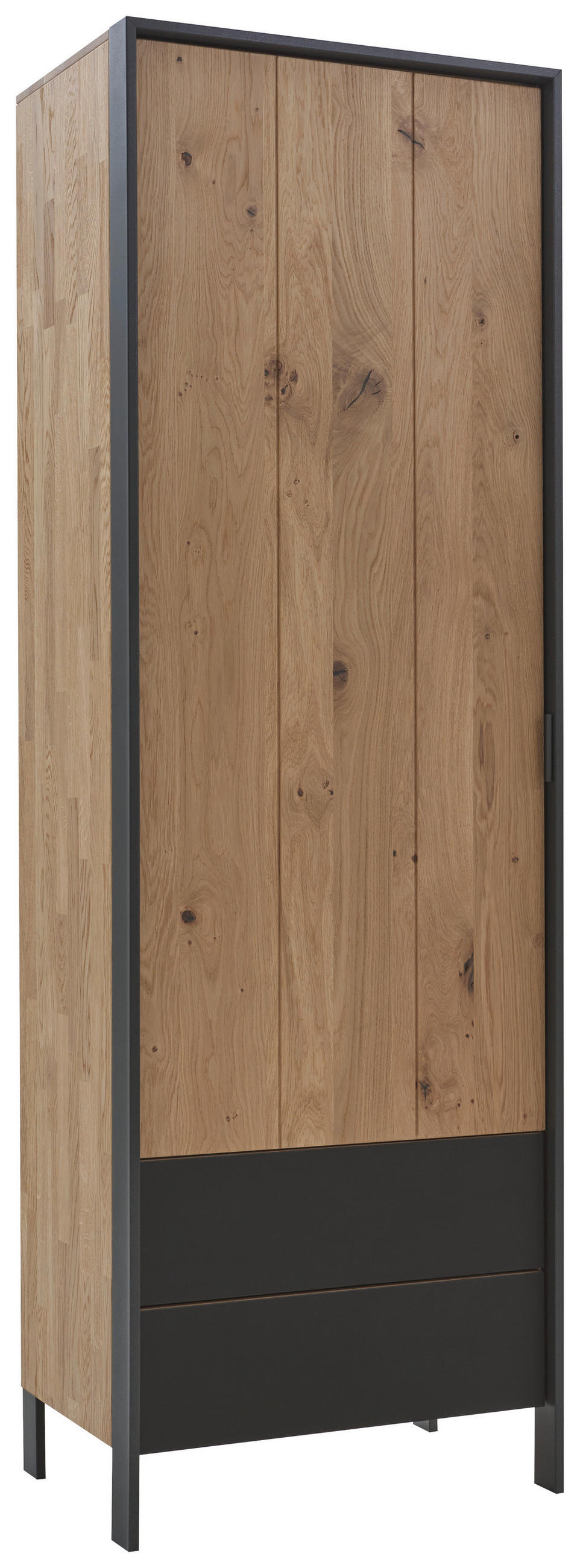 GARDEROBENSCHRANK 65/199,1/44,6 cm  - Eichefarben/Graphitfarben, Natur, Glas/Holz (65/199,1/44,6cm) - Valdera