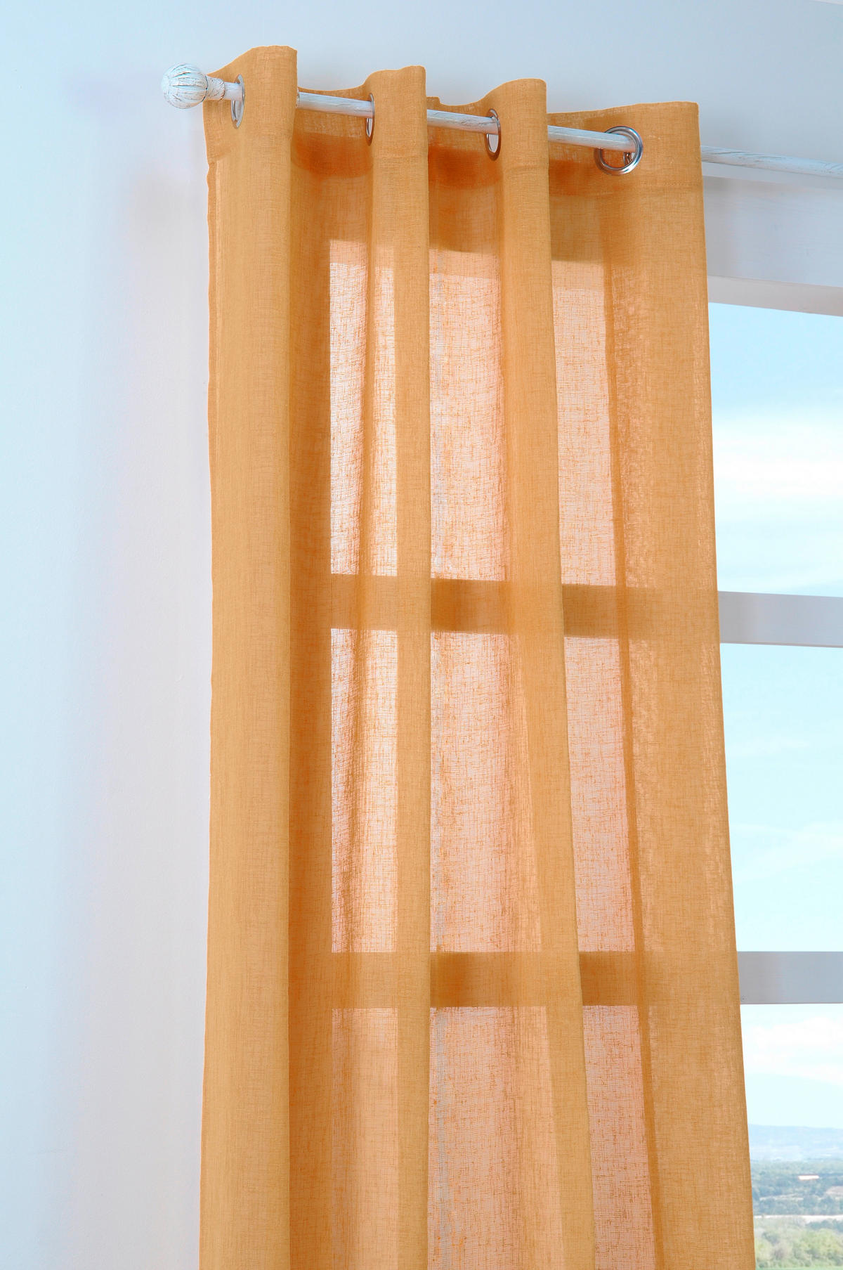KONČANA ZAVESA  pol prosojno   140/260 cm  - gorčično rumena, Basics, tekstil (140/260cm)
