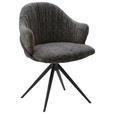 ARMLEHNSTUHL  in beflockt  - Anthrazit/Schwarz, Design, Textil/Metall (57/84/44,5cm) - Belluti