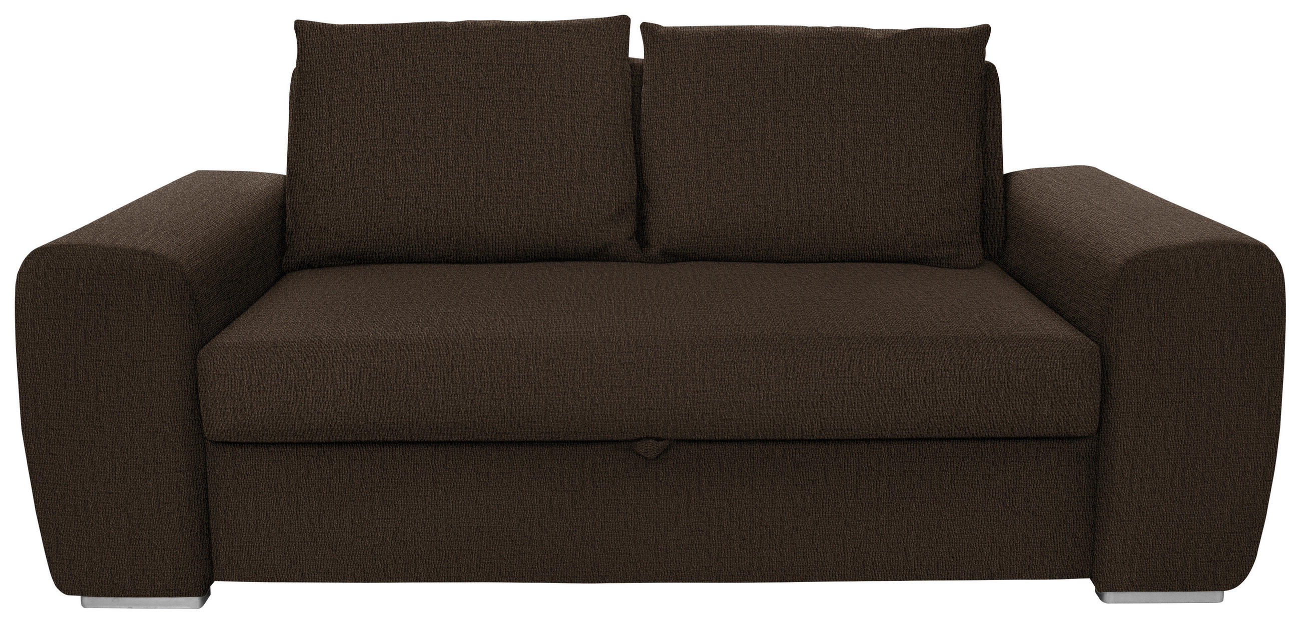SCHLAFSOFA Dunkelbraun Typenauswahl, Fussart wählbar, Lederauswahl, Stoffauswahl, Armteilvarianten  - Chromfarben/Dunkelbraun, Design, Holz/Textil (199/92/97cm) - Livetastic