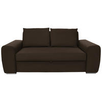 SCHLAFSOFA Dunkelbraun Typenauswahl, Fussart wählbar, Lederauswahl, Stoffauswahl, Armteilvarianten  - Chromfarben/Dunkelbraun, Design, Holz/Textil (199/92/97cm) - Livetastic