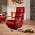 RELAXSESSEL in Leder Rot  - Chromfarben/Rot, Design, Leder/Metall (64/112/80cm) - Cantus