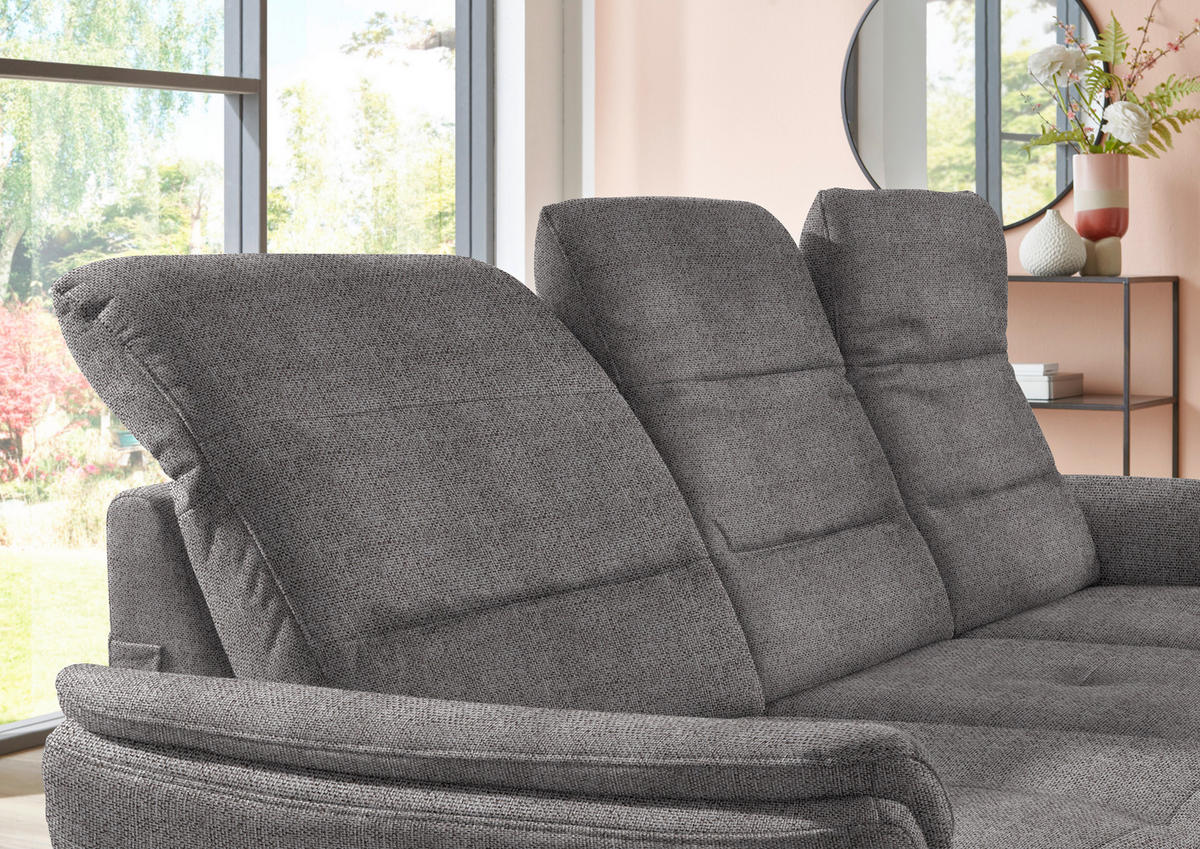 ECKSOFA in Flachgewebe Dunkelbraun  - Dunkelbraun/Schwarz, Konventionell, Textil/Metall (181/260cm) - Beldomo Speed