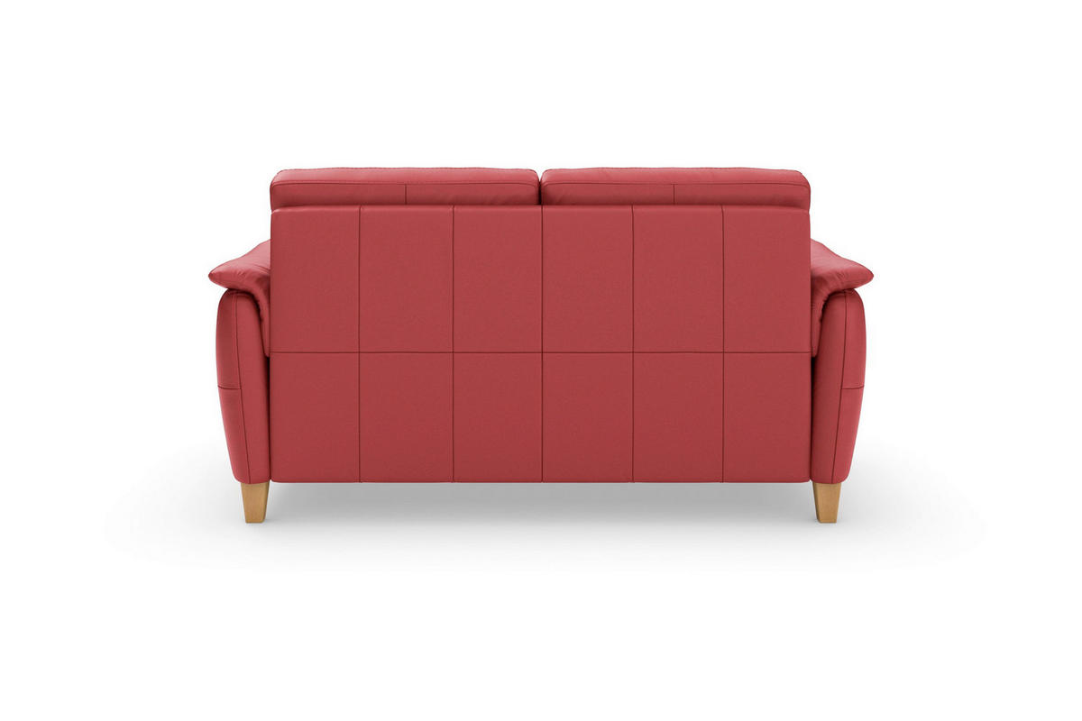 TROJMIESTNA POHOVKA, červená, pravá koža - farba duba/červená, Basics, koža/drevo (179/89/89cm) - Sit & More
