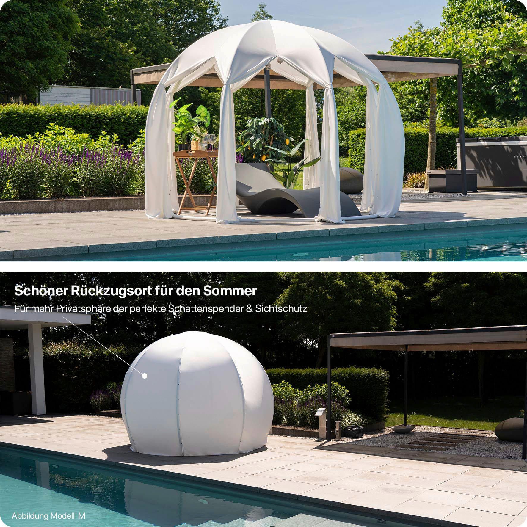 PAVILLON 303/230/303 cm Aluminium  - Silberfarben/Weiß, Basics, Textil/Metall (303/230/303cm)