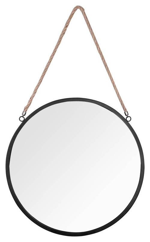 NÁSTĚNNÉ ZRCADLO 40 cm - černá/přírodní barvy, Moderní, kov/sklo (40cm)