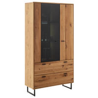 VITRINE in furniert, teilmassiv Balkeneiche Wildeiche  - Wildeiche/Anthrazit, Design, Glas/Holz (100/186/37cm) - MID.YOU