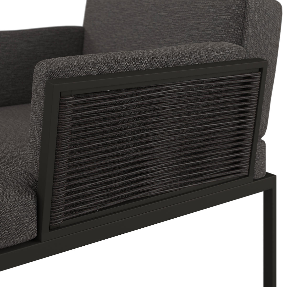 GARTENSESSEL Edelstahl Anthrazit, Schwarz  - Anthrazit/Schwarz, Design, Textil/Metall (83/76/83cm) - Amatio