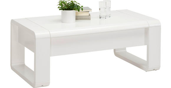 COUCHTISCH 115/60/45-71 cm rechteckig Weiß Hochglanz - Weiß Hochglanz/Weiß, Design, Holzwerkstoff/Metall (115/60/45-71cm) - Hom`in