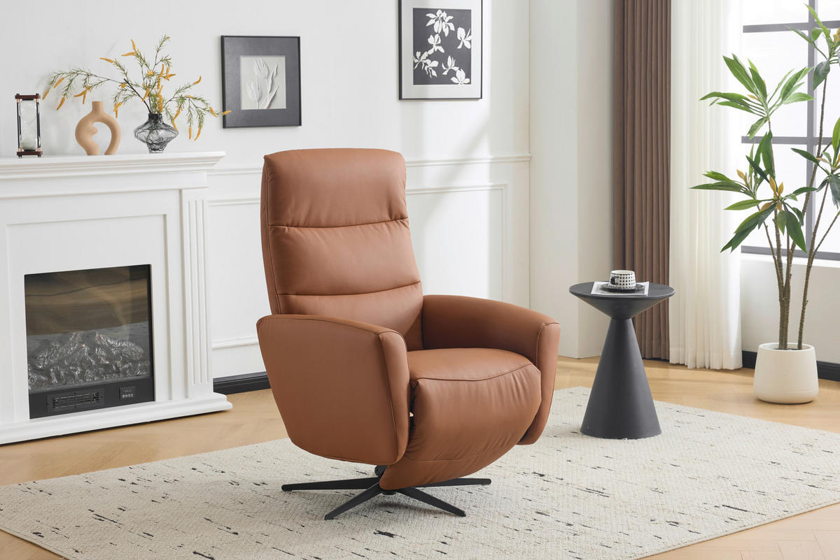 RELAXSESSEL in Textil, Leder Braun  - Schwarz/Braun, Design, Leder/Textil (76/112/80cm) - Livetastic