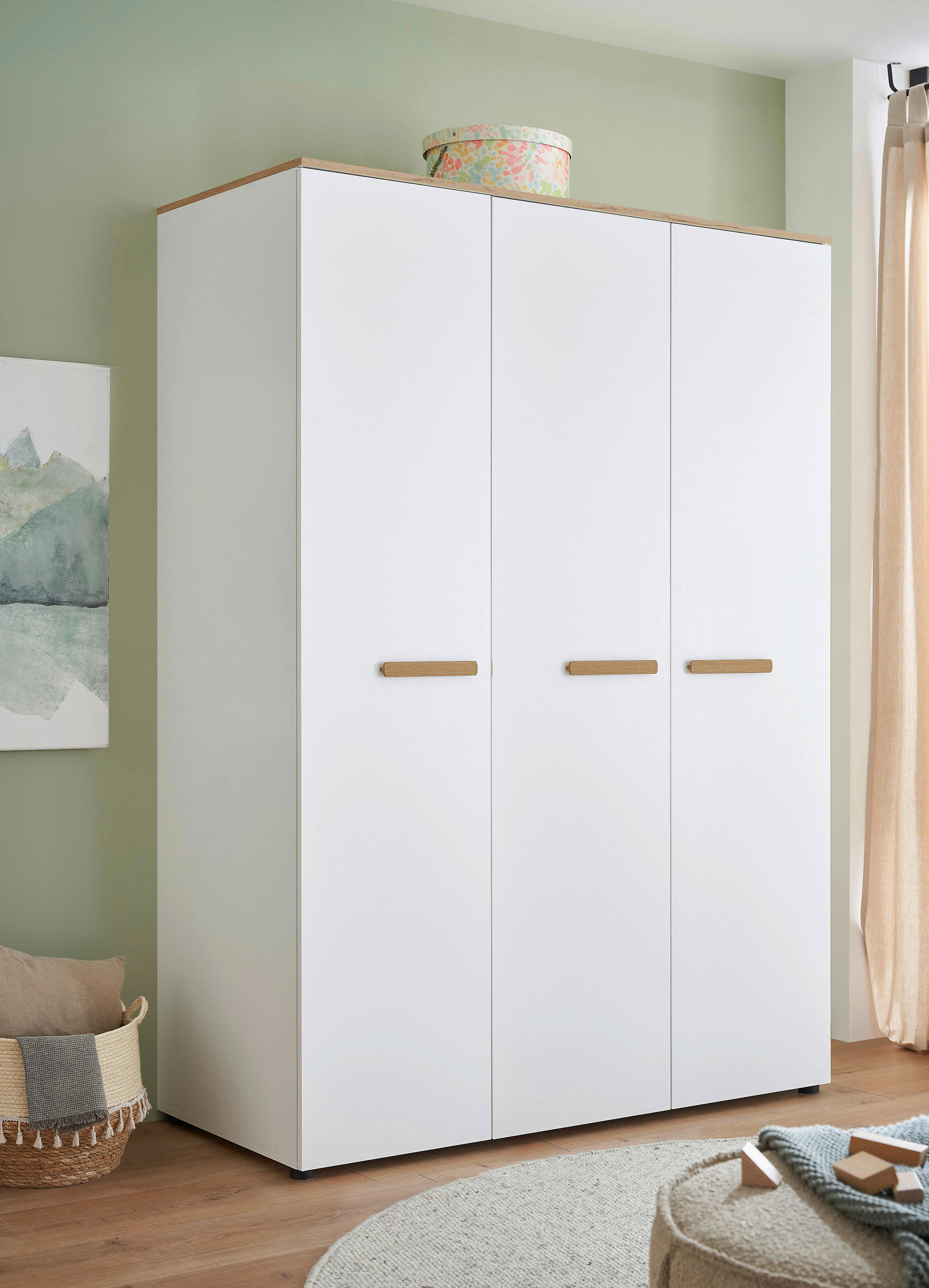 BABYKLEIDERSCHRANK  - Eiche Artisan/Weiß, Basics, Holzwerkstoff/Kunststoff (135/195/60cm) - My Baby Lou