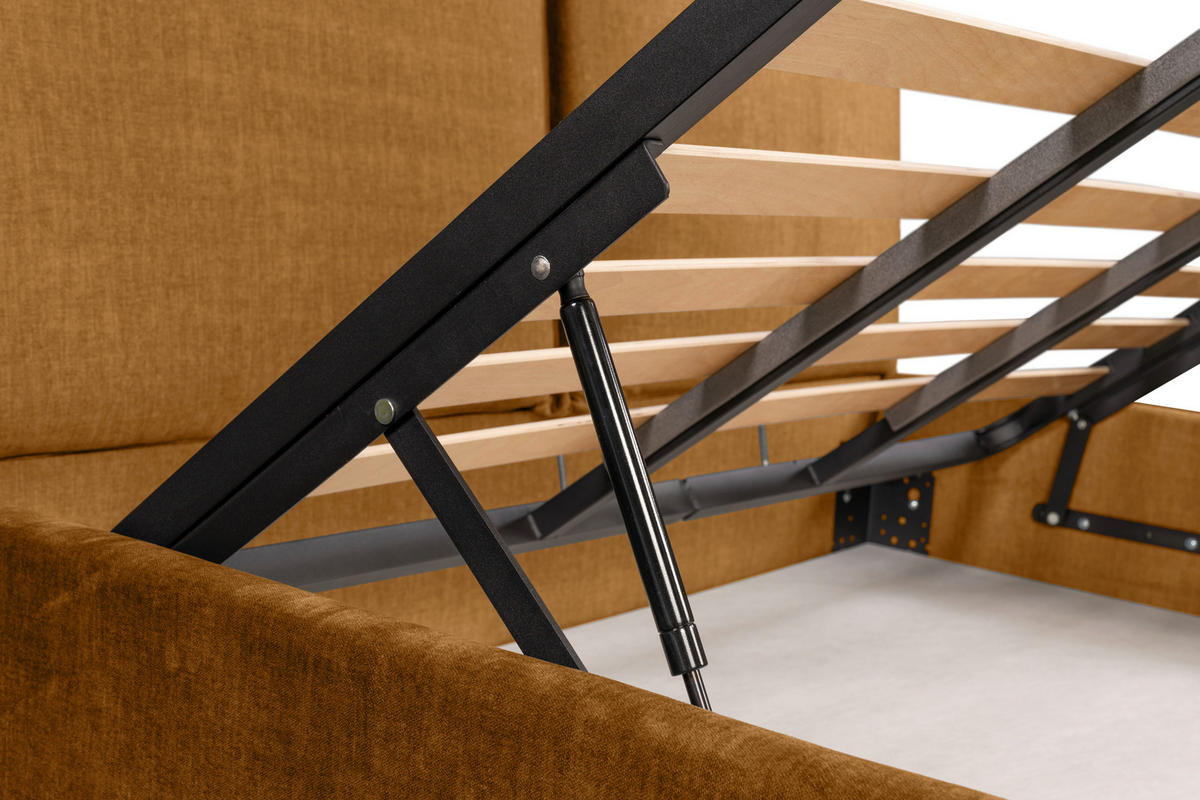 KÁRPITOZOTT ÁGY 180/200 cm  aranybarna  - aranybarna/fekete, Basics, műanyag/textil (180/200cm) - Carryhome