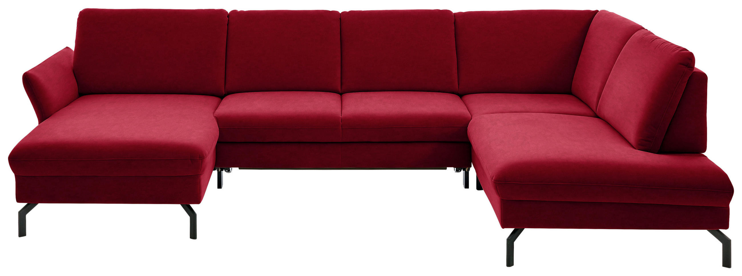 WOHNLANDSCHAFT in Velours Rot  - Rot/Schwarz, Design, Textil/Metall (179/335/220cm) - Beldomo System