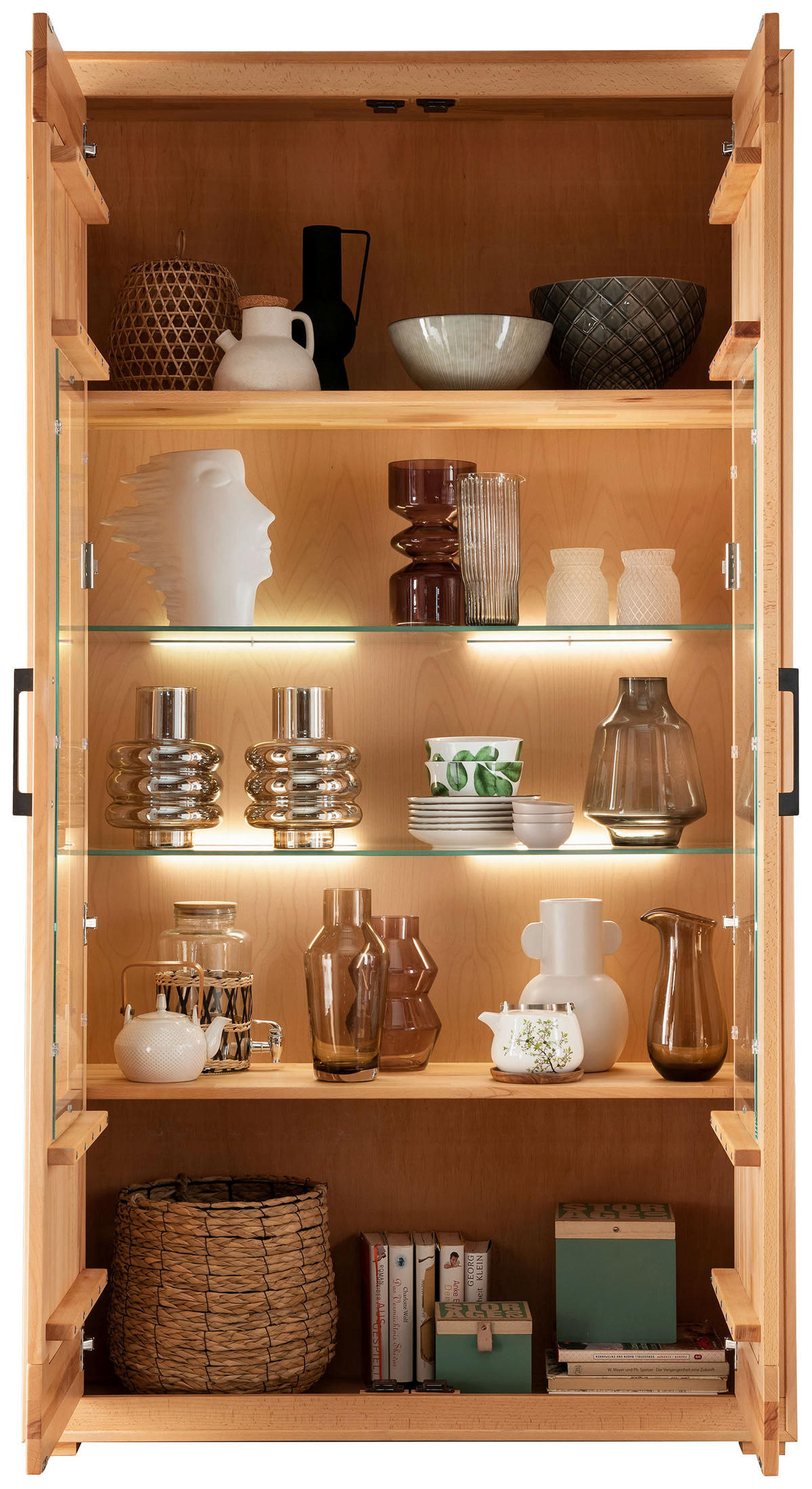VITRIN tömör geszt bükk geszt bükk  - geszt bükk/antracit, Konventionell, Üveg/fa (110,3/201/40cm) - Livetastic