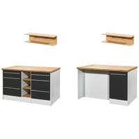 KUHINJSKI OTOK siva visoki sjaj  - siva visoki sjaj/bijela, Design, drvni materijal/plastika (150/91/90cm) - Respekta