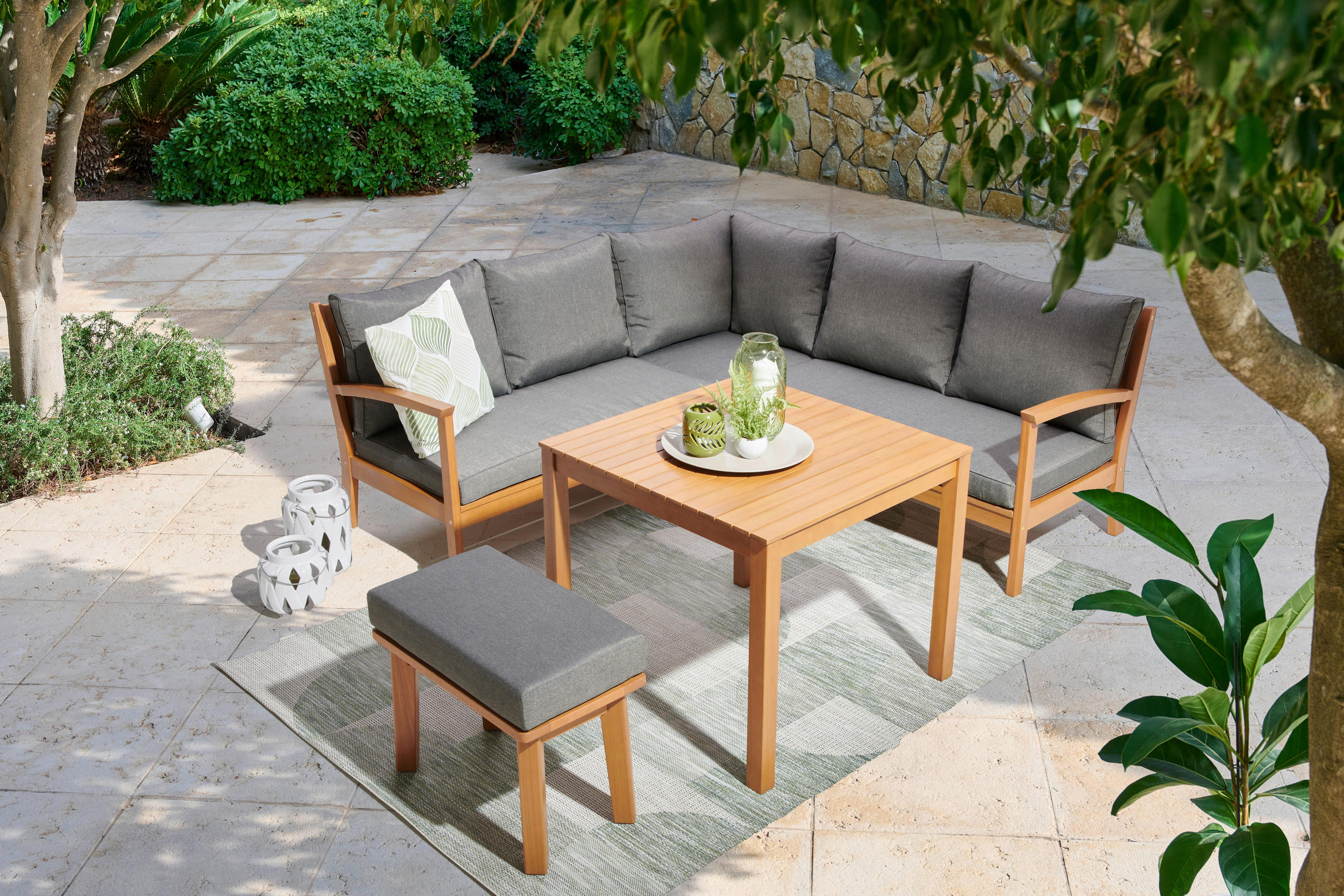 GARTENMÖBEL-SET   - Hellgrau/Grau, Design, Holz/Metall (195/195cm) - Ambia Garden