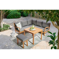 GARTENMÖBEL-SET   - Hellgrau/Grau, Design, Holz/Metall (195/195cm) - Ambia Garden