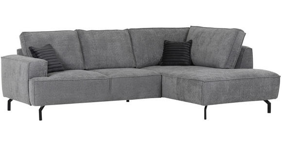 ECKSOFA in Teddystoff Grau  270/190 cm  - Anthrazit/Schwarz, KONVENTIONELL, Textil/Metall (270/190cm) - Carryhome