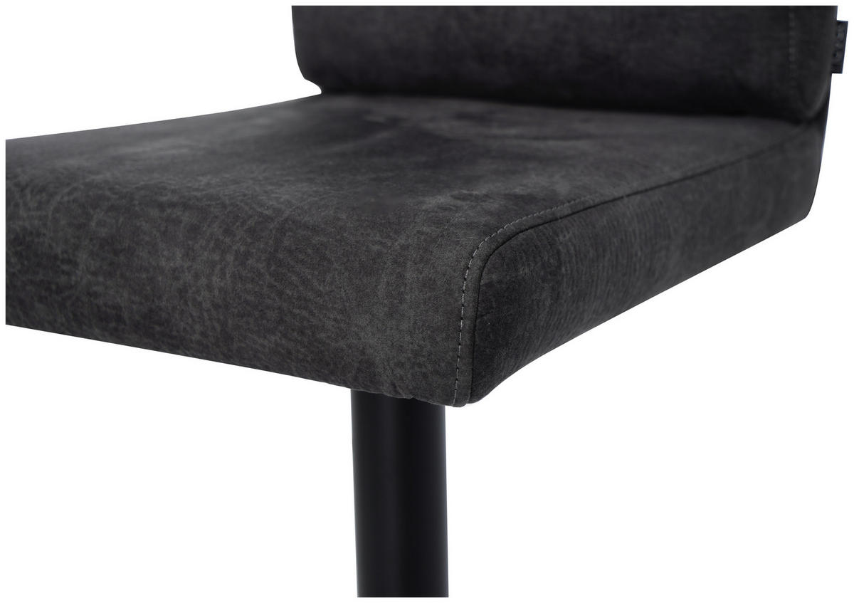 BARHOCKER Webstoff Anthrazit Eisen Stoffauswahl, Sitzfläche 360° drehbar  - Anthrazit/Schwarz, Design, Textil/Metall (42/90-117/58,5cm) - Novel