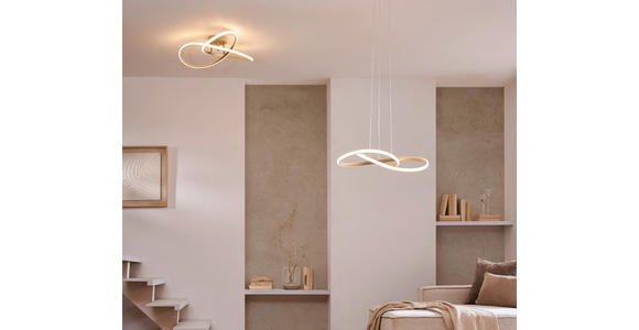 LED-HÄNGELEUCHTE 55/120 cm  - Sandfarben/Chromfarben, Design, Kunststoff/Metall (55/120cm) - Novel