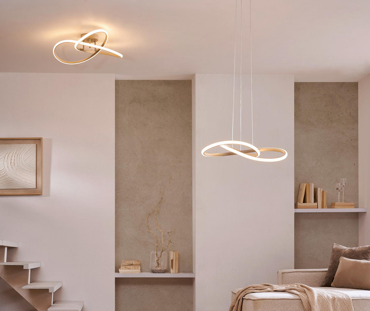 LED-HÄNGELEUCHTE 55/120 cm  - Sandfarben/Chromfarben, Design, Kunststoff/Metall (55/120cm) - Novel